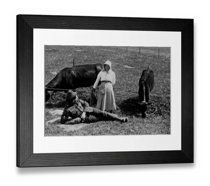 Framed Print : British soldier and local resident, Western Front, WW1 Framed Print : British soldier and local resident, Western Front, WW1