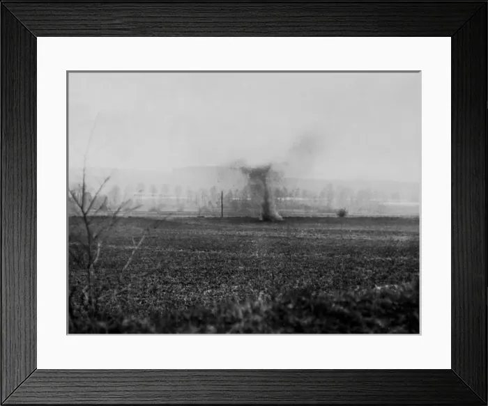 Framed Print : German shell exploding, Western Front, France, WW1 Framed Print : German shell exploding, Western Front, France, WW1