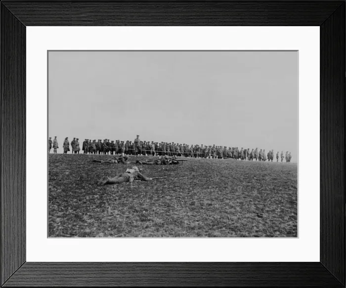 Framed Print : British officers watching machine gun demonstration, WW1 Framed Print : British officers watching machine gun demonstration, WW1