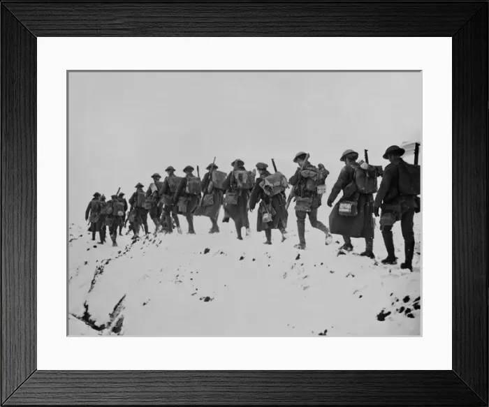 Framed Print : British troops in snow, Western Front, WW1 Framed Print : British troops in snow, Western Front, WW1
