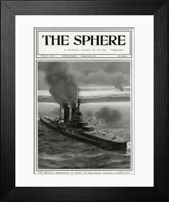 Framed Print : Dreadnought Queen Elizabeth in action by G. H. Davis Framed Print : Dreadnought Queen Elizabeth in action by G. H. Davis