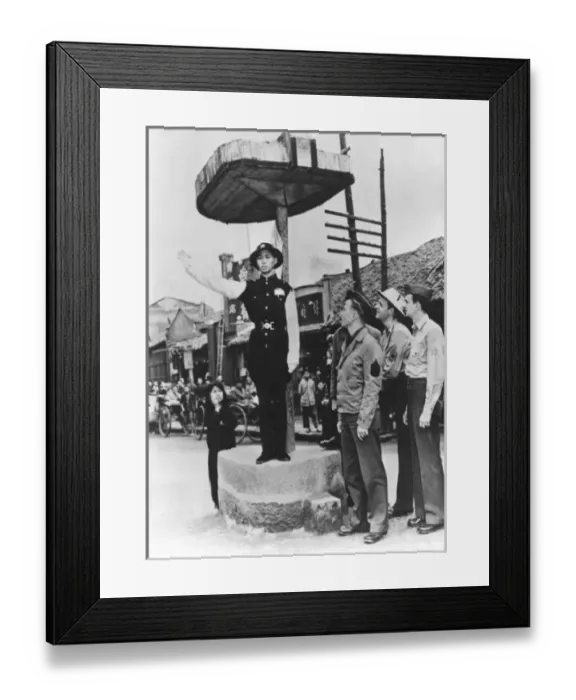 Framed Print : American soldiers and Chinese policeman