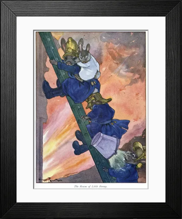 Framed Print : Pug Peter -- mouse firemen on a ladder Framed Print : Pug Peter -- mouse firemen on a ladder