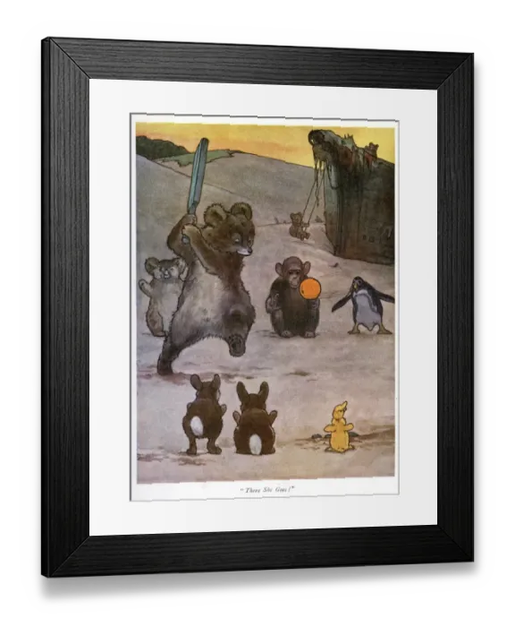 Framed Print : Pug Peter -- animals playing cricket with an orange Framed Print : Pug Peter -- animals playing cricket with an orange
