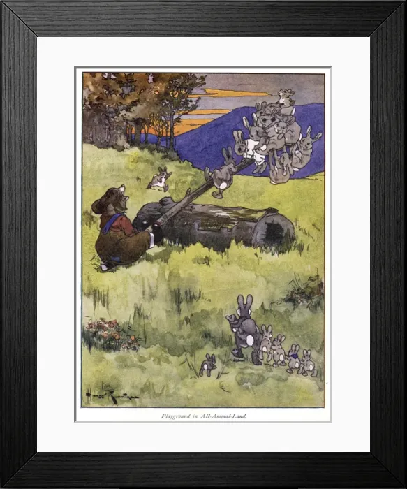 Framed Print : Pug Peter -- animals on a seesaw Framed Print : Pug Peter -- animals on a seesaw