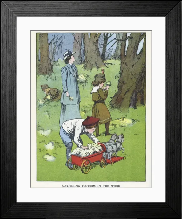 Framed Print : Out of Doors -- mother and children in a wood Framed Print : Out of Doors -- mother and children in a wood