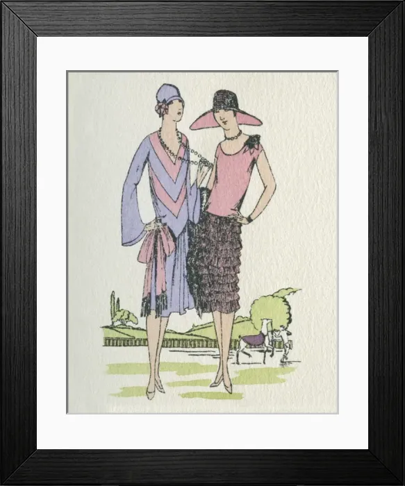 Framed Print : Two women in pink and mauve outfits Framed Print : Two women in pink and mauve outfits