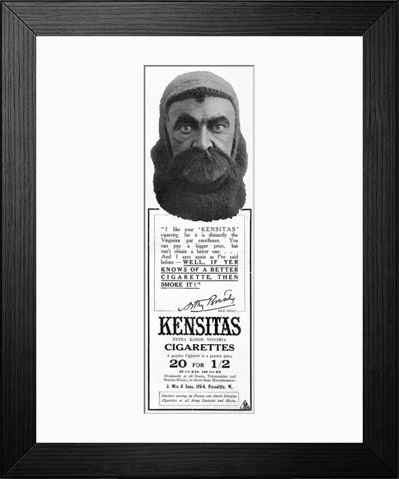 Framed Print : Kensitas cigarettes advert featuring Old Bill Framed Print : Kensitas cigarettes advert featuring Old Bill