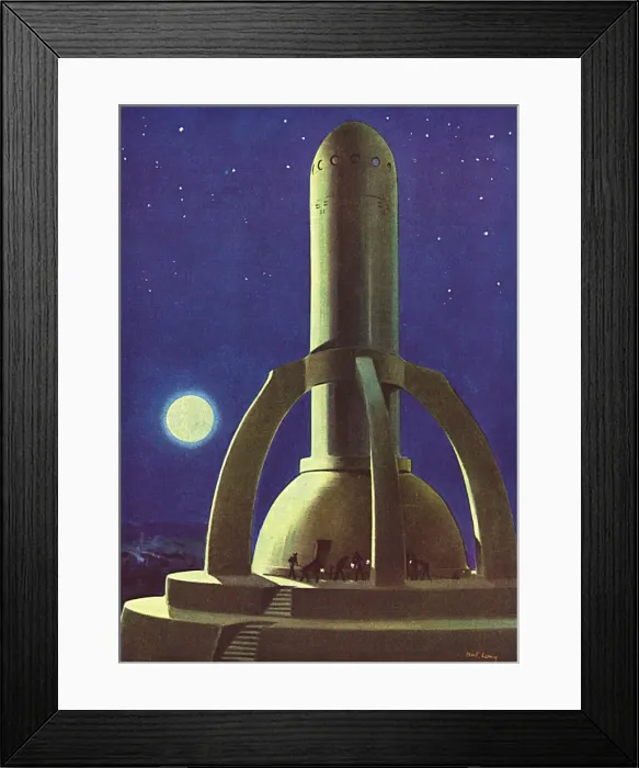 Framed Print : Flights into the Future - technicians inspecting space ship Framed Print : Flights into the Future - technicians inspecting space ship