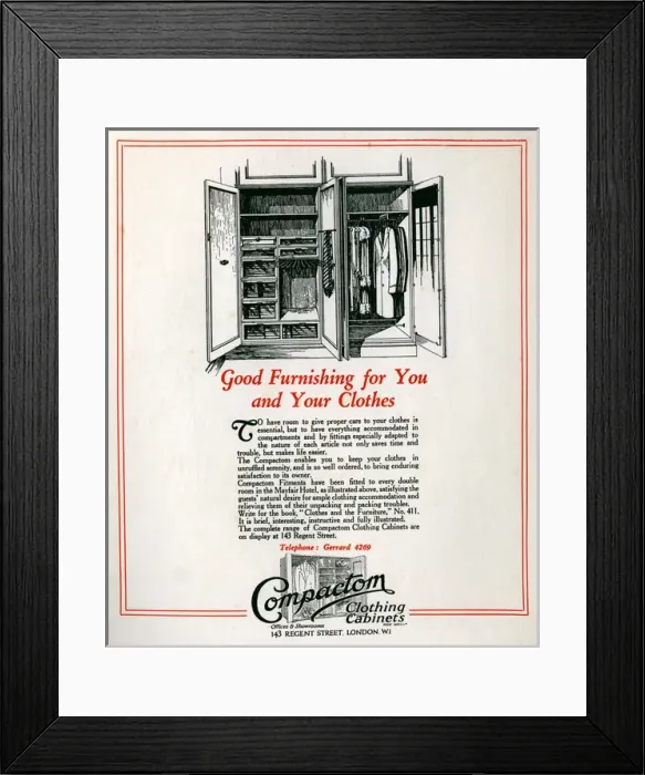 Framed Print : Compactom Clothing cabinets advertisement