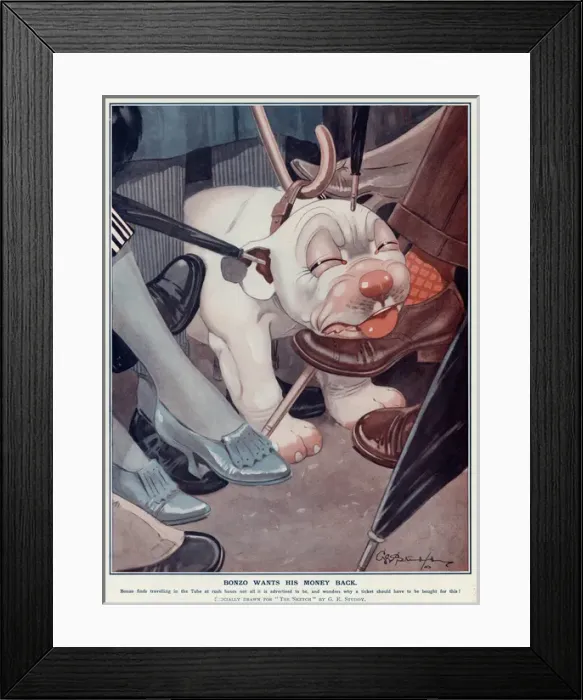 Framed Print : Bonzo Wants His Money Back by George Studdy Framed Print : Bonzo Wants His Money Back by George Studdy