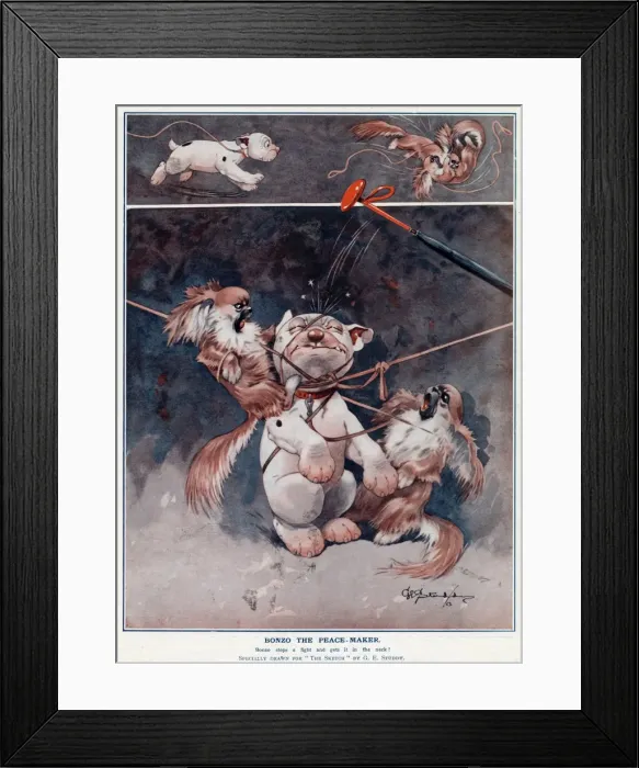 Framed Print : Bonzo the Peace-Maker by George Studdy Framed Print : Bonzo the Peace-Maker by George Studdy