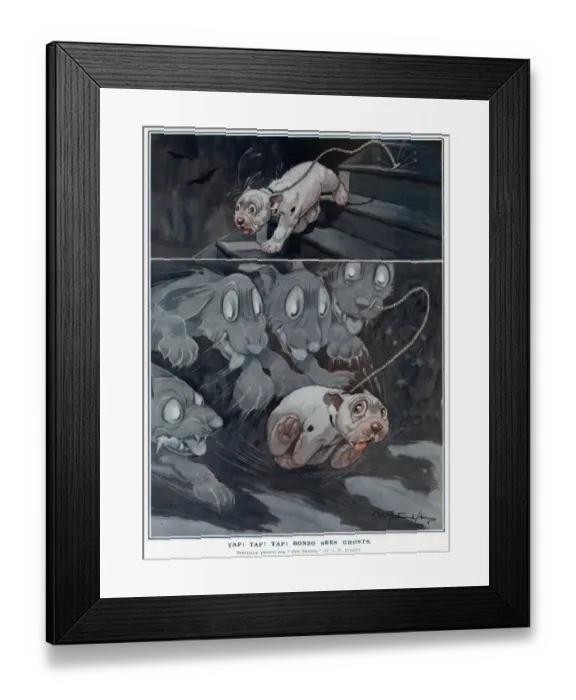 Framed Print : Bonzo sees ghosts by George Studdy Framed Print : Bonzo sees ghosts by George Studdy
