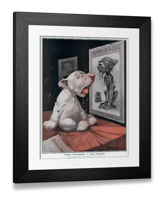 Framed Print : Bonzo in search of his forefathers by George Studdy Framed Print : Bonzo in search of his forefathers by George Studdy