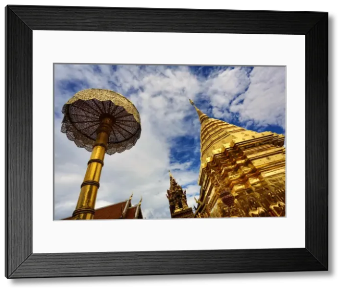 Framed Print : Golden Chedi, Wat Prathat Doi Suthep temple, Chiang Mai Framed Print : Golden Chedi, Wat Prathat Doi Suthep temple, Chiang Mai