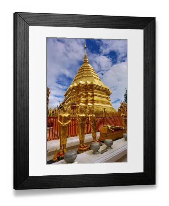 Framed Print : Golden Chedi, Wat Prathat Doi Suthep temple, Chiang Mai