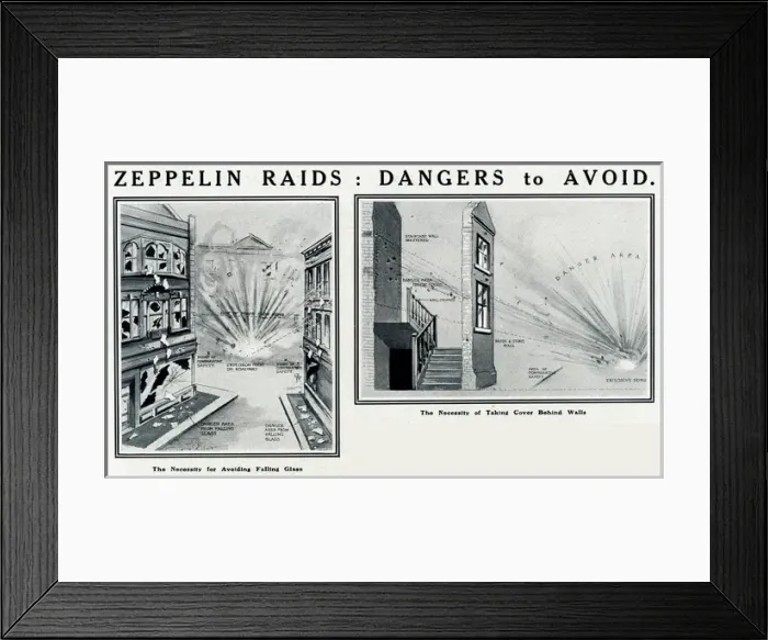 Framed Print : Zeppelin raids -- dangers to avoid Framed Print : Zeppelin raids -- dangers to avoid
