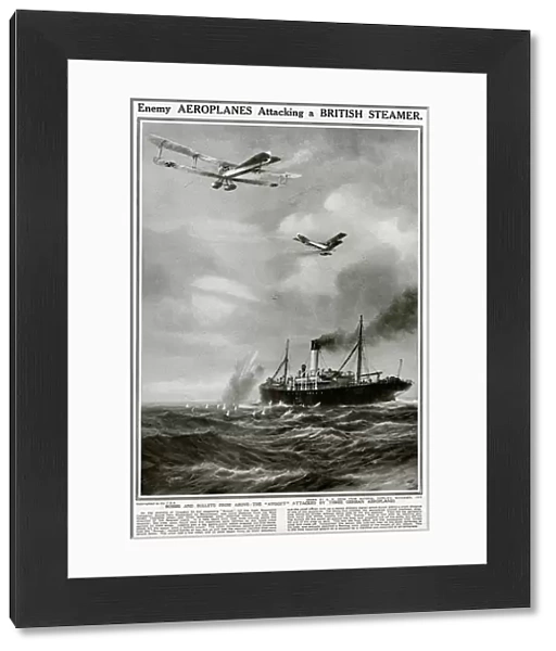 Enemy aeroplanes attack British steamer by G. H. Davis