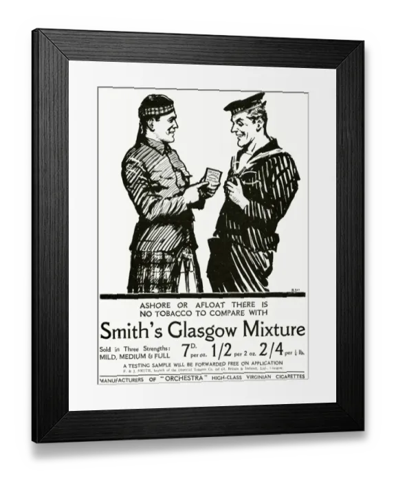 Framed Print : Advert for Smiths Glasgow Mixture Tobacco 1915 Framed Print : Advert for Smiths Glasgow Mixture Tobacco 1915