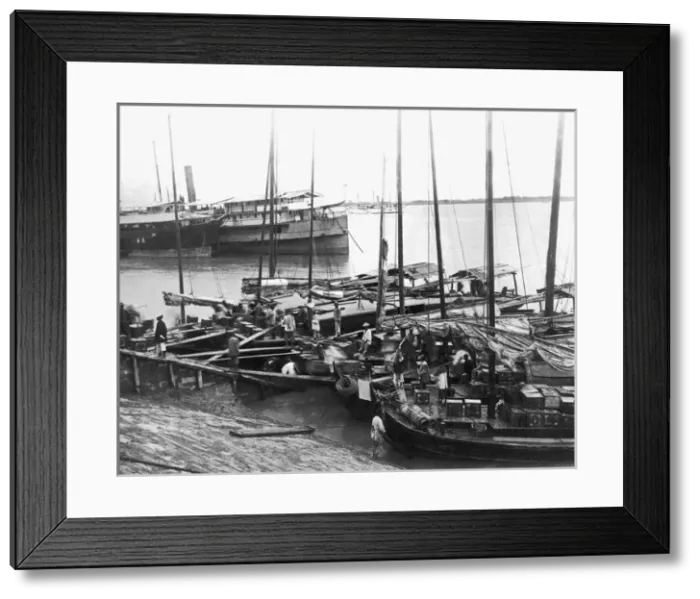 Framed Print : Boats at Hankow (Hankou), China Framed Print : Boats at Hankow (Hankou), China