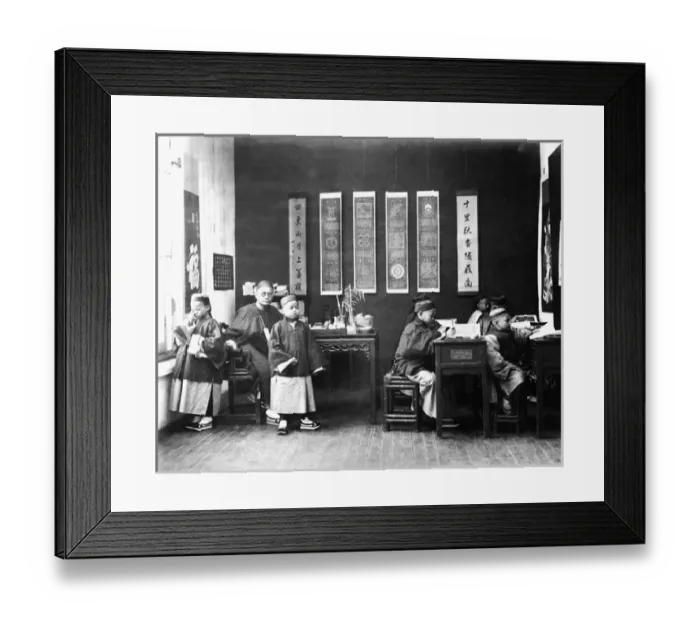 Framed Print : Boys and teacher in schoolroom, China Framed Print : Boys and teacher in schoolroom, China