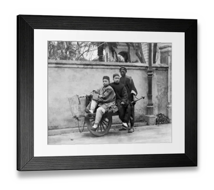 Framed Print : Riding on a wheelbarrow, China Framed Print : Riding on a wheelbarrow, China