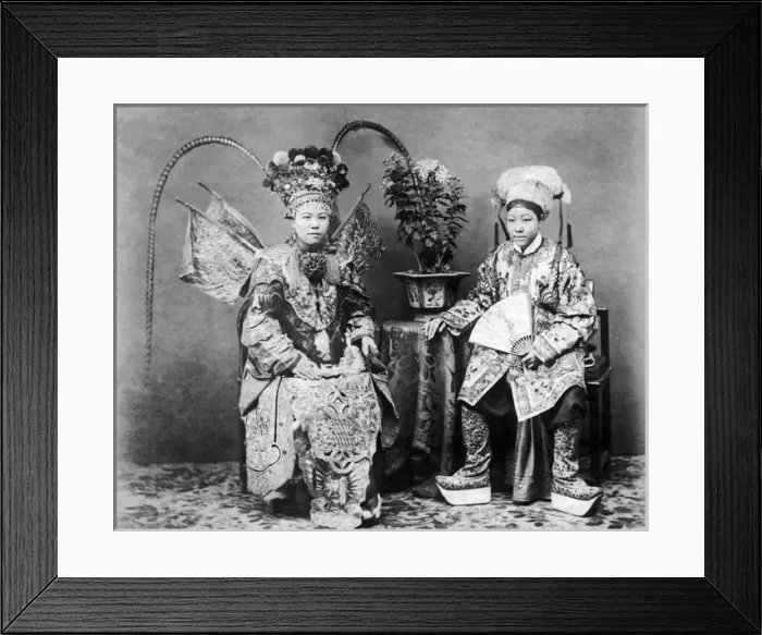 Framed Print : Two people in South East Asian costume Framed Print : Two people in South East Asian costume