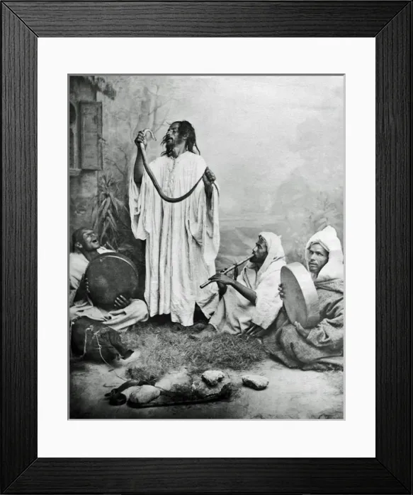 Framed Print : Snake charmer, North Africa Framed Print : Snake charmer, North Africa