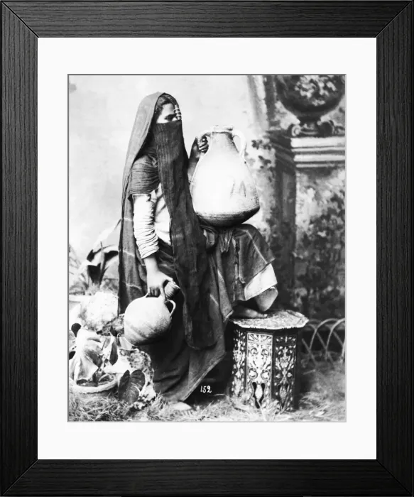 Framed Print : Veiled woman with pots, Egypt Framed Print : Veiled woman with pots, Egypt