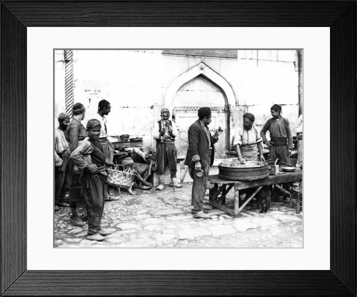 Framed Print : Street scene with bread vendor, Turkey Framed Print : Street scene with bread vendor, Turkey