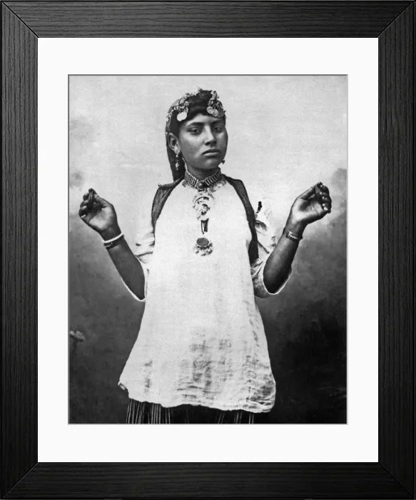 Framed Print : Young woman with castanets, Egypt Framed Print : Young woman with castanets, Egypt