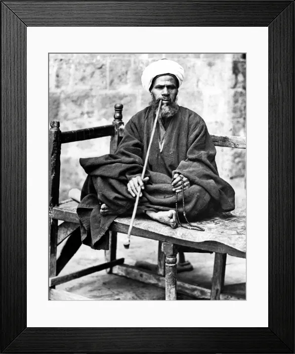 Framed Print : Man with pipe and beads, Egypt Framed Print : Man with pipe and beads, Egypt