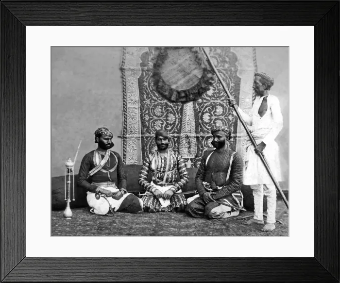 Framed Print : Jat Sirdars with attendant, India Framed Print : Jat Sirdars with attendant, India