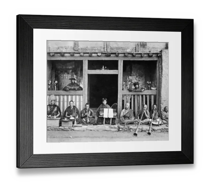 Framed Print : Monks with musical instruments, northern India Framed Print : Monks with musical instruments, northern India