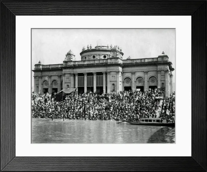 Framed Print : People at a bathing Ghat, India Framed Print : People at a bathing Ghat, India