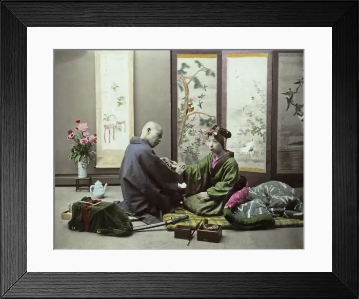 Framed Print : Doctor and geisha patient, Japan Framed Print : Doctor and geisha patient, Japan