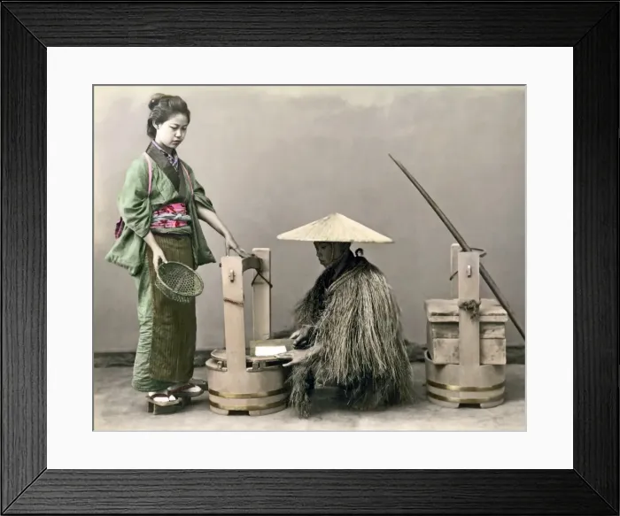 Framed Print : Street vendor and customer, Japan Framed Print : Street vendor and customer, Japan