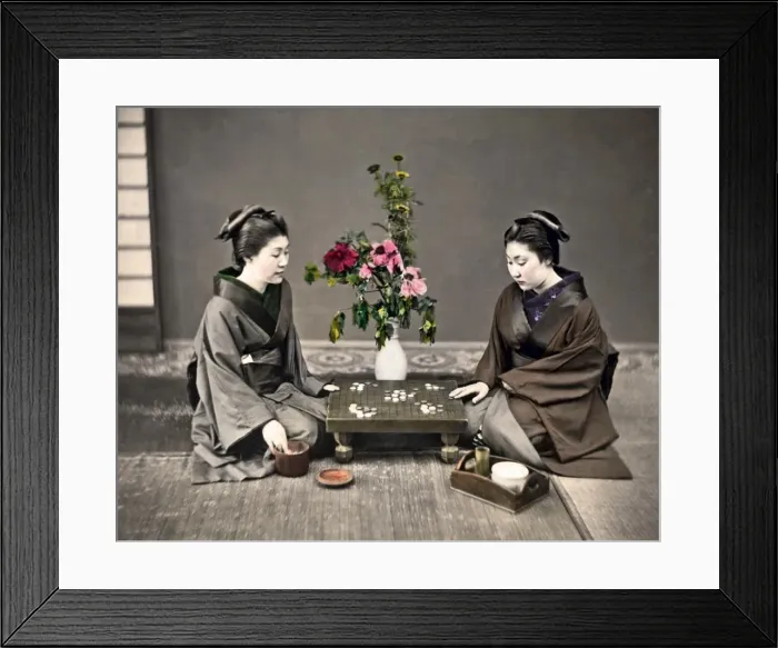 Framed Print : Two women playing board game, Japan Framed Print : Two women playing board game, Japan
