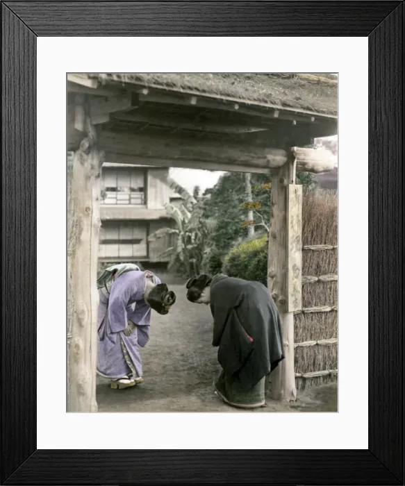 Framed Print : Women greeting each other, Japan Framed Print : Women greeting each other, Japan