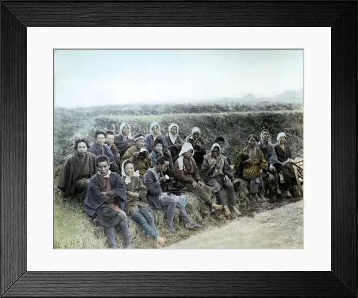 Framed Print : Group of farm workers, Japan Framed Print : Group of farm workers, Japan