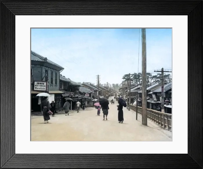 Framed Print : Street scene with wine shop, Kobe, Japan Framed Print : Street scene with wine shop, Kobe, Japan