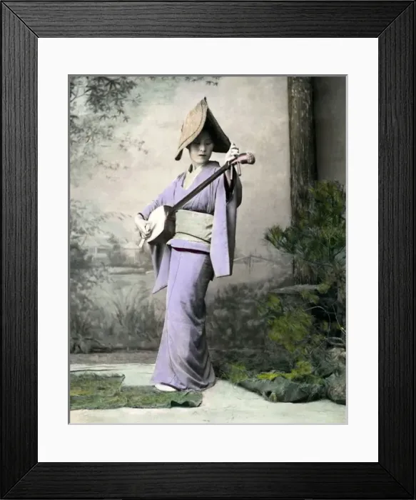 Framed Print : Musician with Shamisen, Japan Framed Print : Musician with Shamisen, Japan