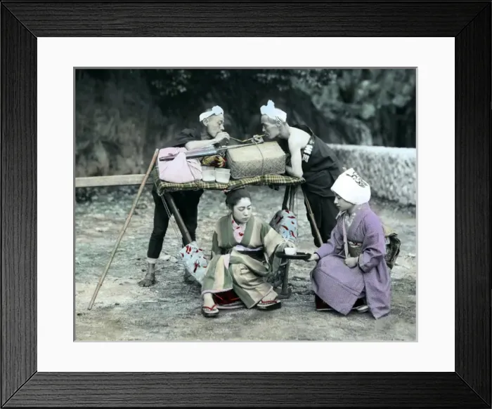 Framed Print : Travelling chair resting, Japan Framed Print : Travelling chair resting, Japan