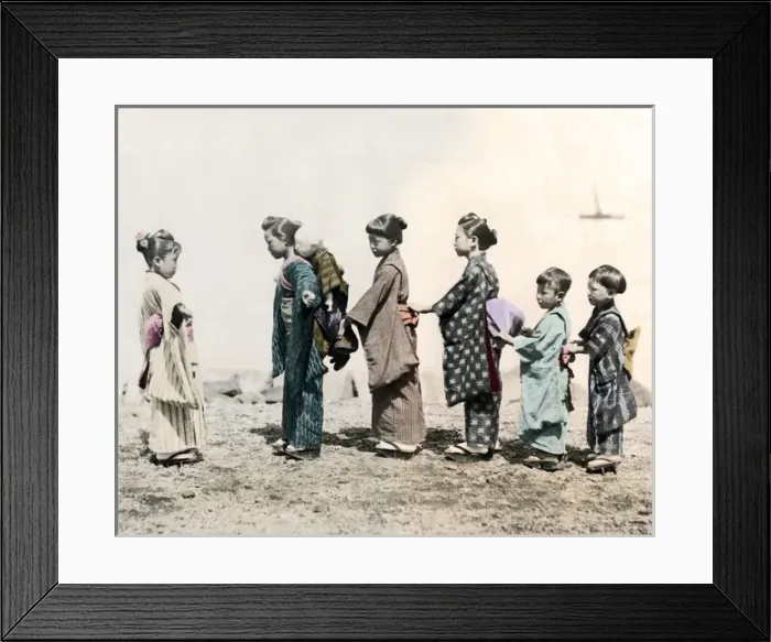 Framed Print : Children playing game, Japan Framed Print : Children playing game, Japan