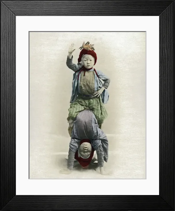 Framed Print : Two child acrobats, Japan Framed Print : Two child acrobats, Japan