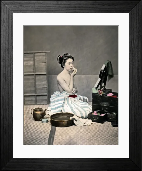 Framed Print : Young woman washing, Japan Framed Print : Young woman washing, Japan