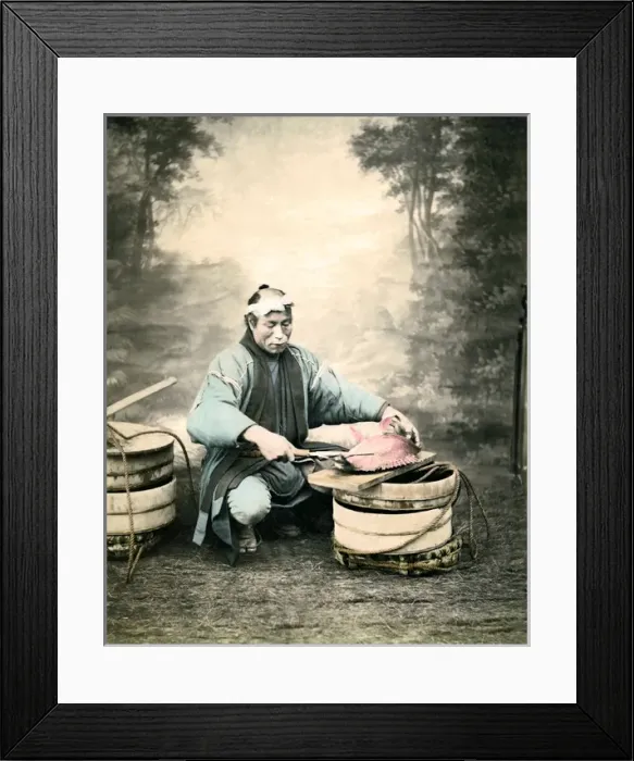 Framed Print : Fish vendor, Japan Framed Print : Fish vendor, Japan