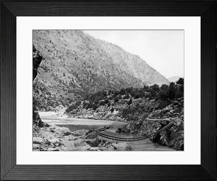 Framed Print : Chenab Rope Bridge, Kashmir, India Framed Print : Chenab Rope Bridge, Kashmir, India