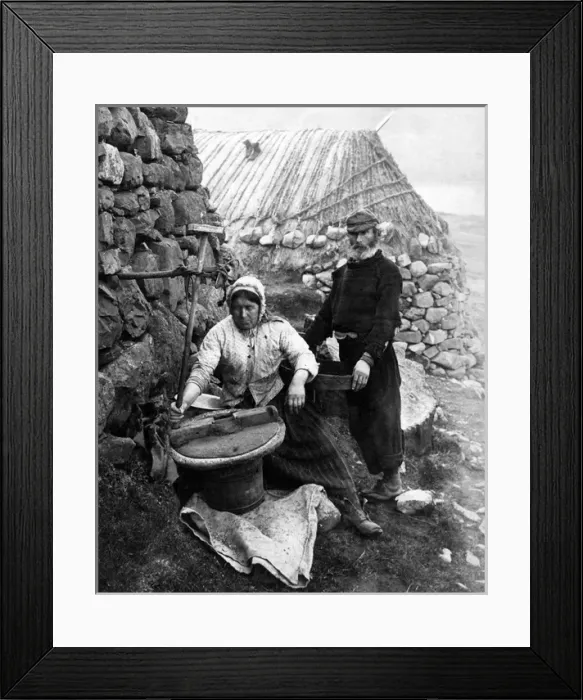 Framed Print : Crofters grinding corn, Isle of Skye, Scotland