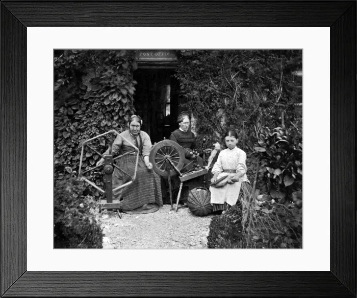 Framed Print : Women with spinning wheel, Scotland Framed Print : Women with spinning wheel, Scotland
